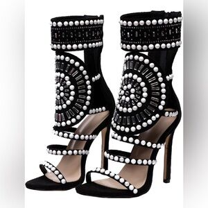 Pretty little thing  Black and White Women's Heels